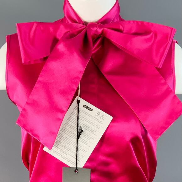 DSQUARED2 Size XS Fuchsia Silk Sleeveless Bow Dress Top - Picture 2 of 10